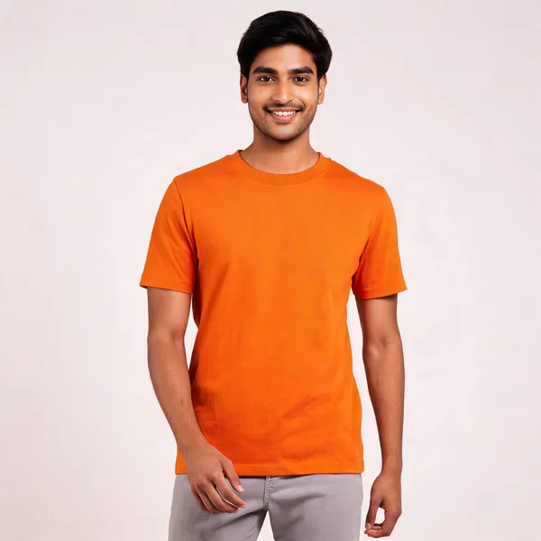 Orange_Crew_Neck_T_Shirt_For_Men