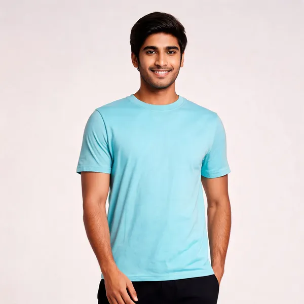 Turquoise_Cotton_Regular_Fit_T_Shirt_For_Men