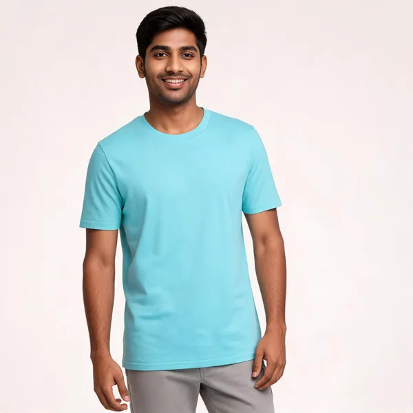 Turquoise_Cotton_Regular_Fit_T_Shirt_For_Men