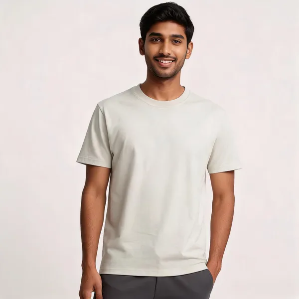 Cream_Cotton_Regular_Fit_T_Shirt_For_Men