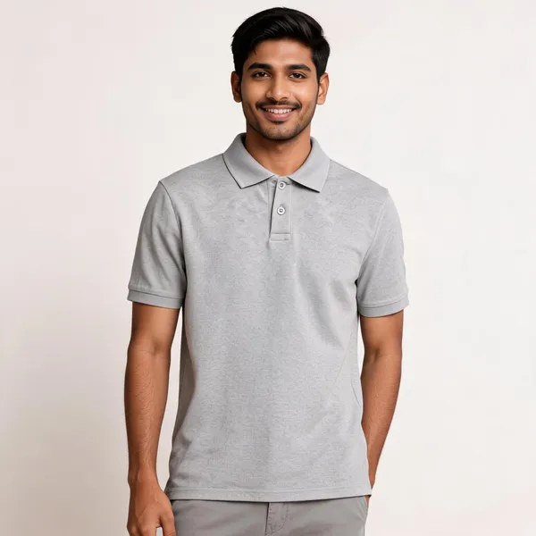 Grey_Textured_Polo_T_Shirt_For_Men