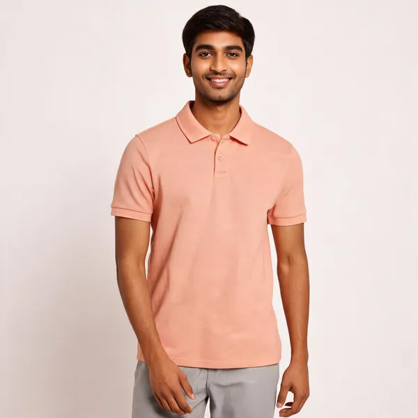 Peach_Regular_Fit_Polo_T_Shirt_For_Men