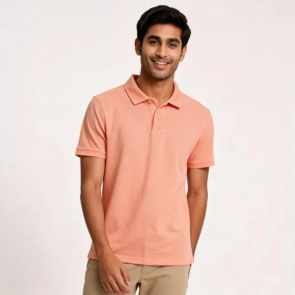 Peach_Regular_Fit_Polo_T_Shirt_For_Men