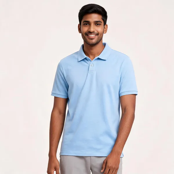 Light_Blue_Textured_Regular_Fit_Polo_T_Shirt_For_Men