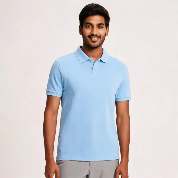 Light_Blue_Textured_Regular_Fit_Polo_T_Shirt_For_Men