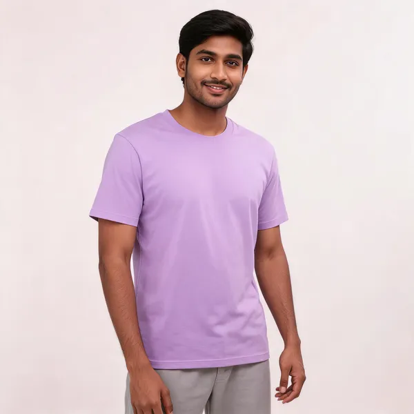 Lavender_Round_Neck_T_Shirt_For_Men