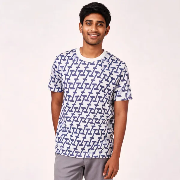 White_Geometric_Print_Regular_Fit_T_Shirt_For_Men