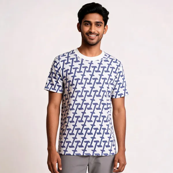 White_Geometric_Print_Regular_Fit_T_Shirt_For_Men