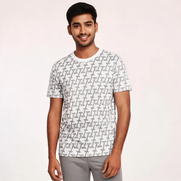 White_Printed_Regular_Fit_T_Shirt_For_Men