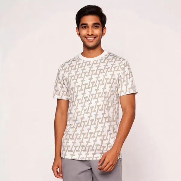 White_Printed_Regular_Fit_T_Shirt_For_Men