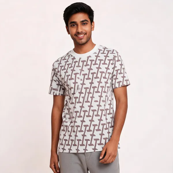 White_Printed_Crew_Neck_T_Shirt_For_Men
