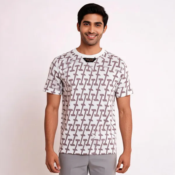 White_Printed_Crew_Neck_T_Shirt_For_Men