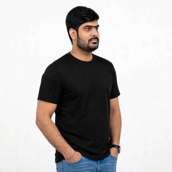 Black_Crew_Neck_Regular_Fit_T_Shirt_For_Men