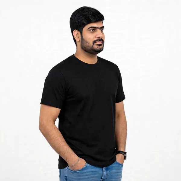 Black_Crew_Neck_Regular_Fit_T_Shirt_For_Men
