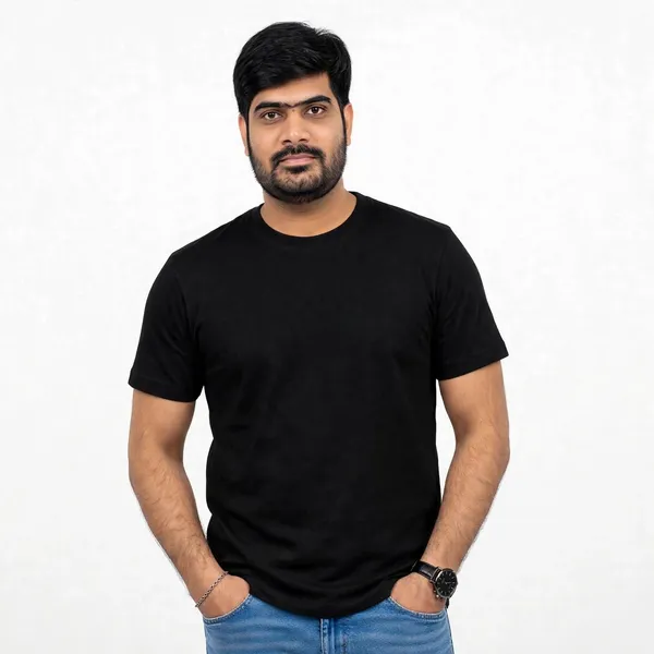 Black_Crew_Neck_Regular_Fit_T_Shirt_For_Men