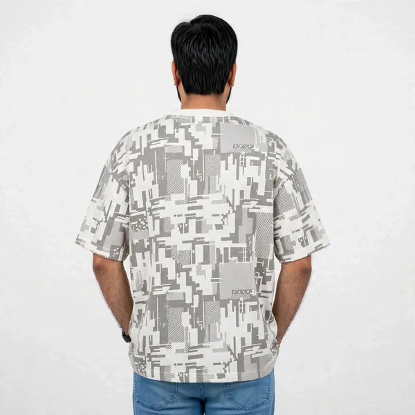 White_Abstract_Print_Crew_Neck_Oversized_T_Shirt_For_Men