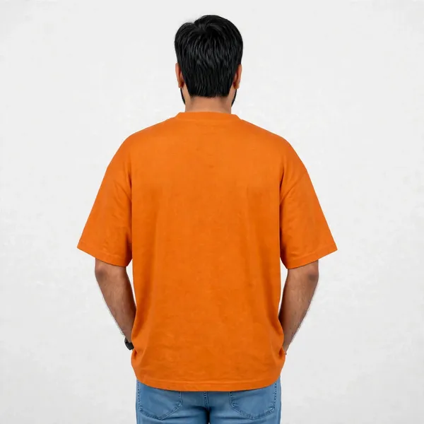 Orange_Crew_Neck_oversize_cotton_terry__T_Shirt_For_Men