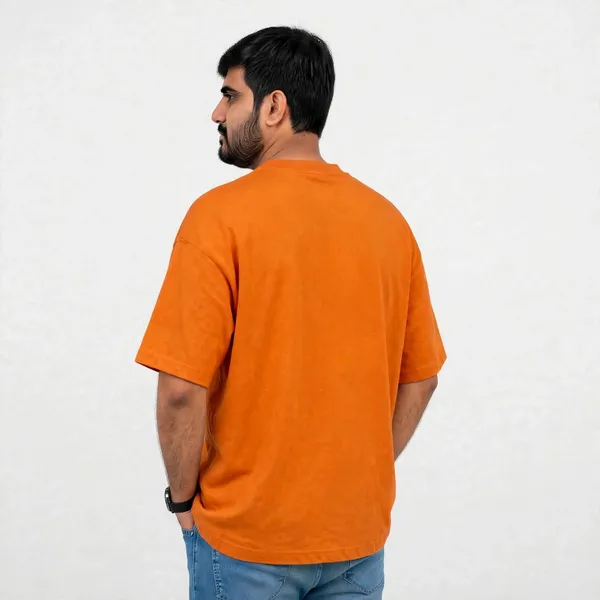 Orange_Crew_Neck_oversize_cotton_terry__T_Shirt_For_Men