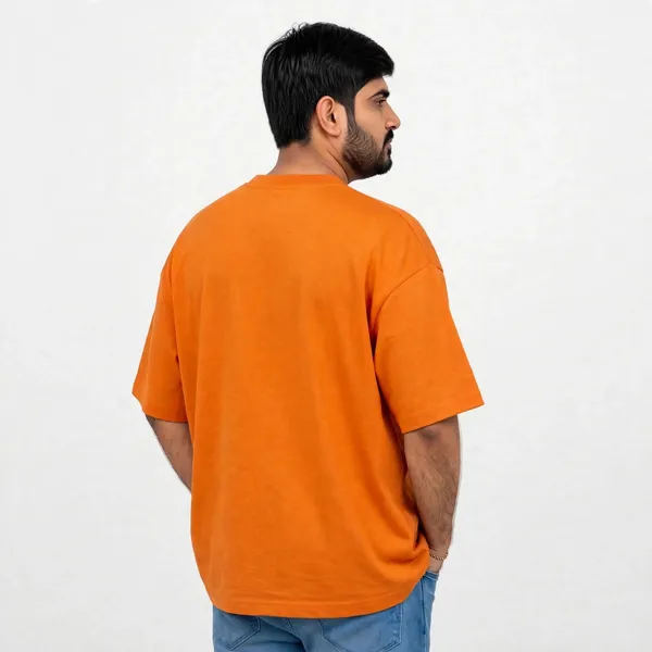 Orange_Crew_Neck_oversize_cotton_terry__T_Shirt_For_Men