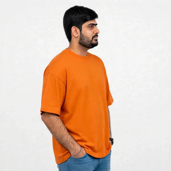 Orange_Crew_Neck_oversize_cotton_terry__T_Shirt_For_Men