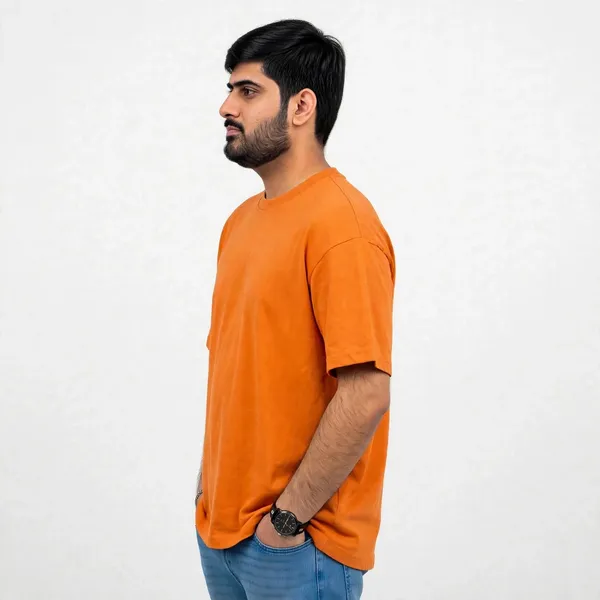 Orange_Crew_Neck_oversize_cotton_terry__T_Shirt_For_Men