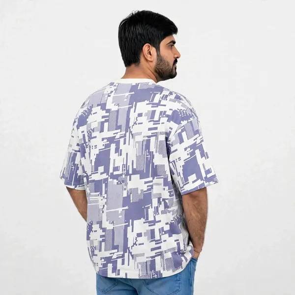 White_Abstract_Print_Oversized_T_Shirt_For_Men