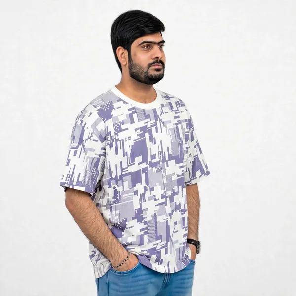 White_Abstract_Print_Oversized_T_Shirt_For_Men