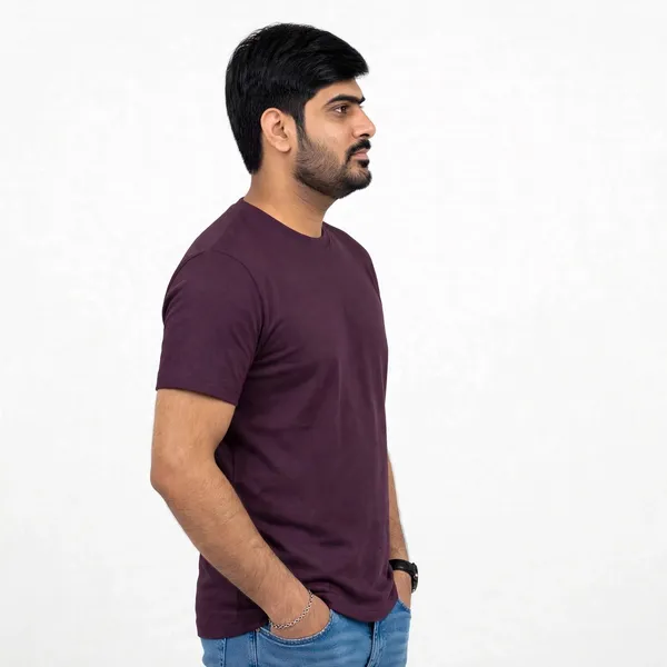 Wine_Cotton_Crew_Neck_Regular_Fit_T_Shirt_For_Men
