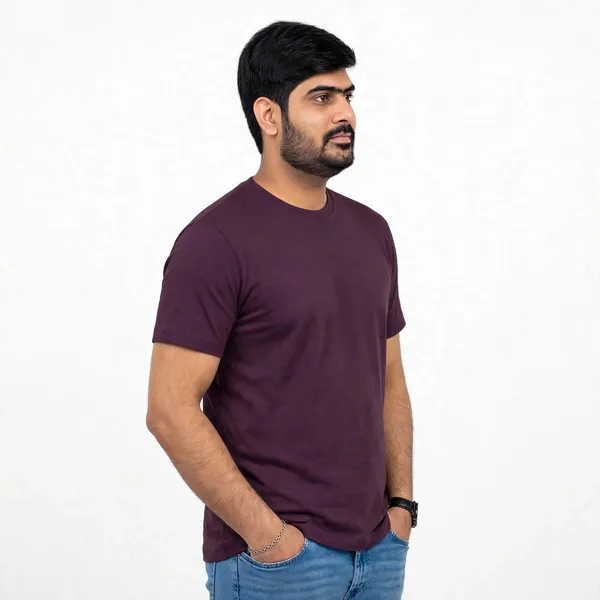 Wine_Cotton_Crew_Neck_Regular_Fit_T_Shirt_For_Men