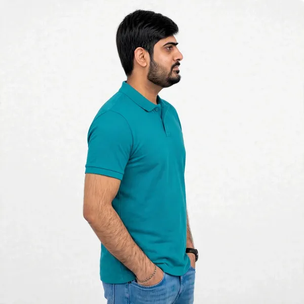 Teal_Textured_Regular_Fit_Polo_T_Shirt_For_Men