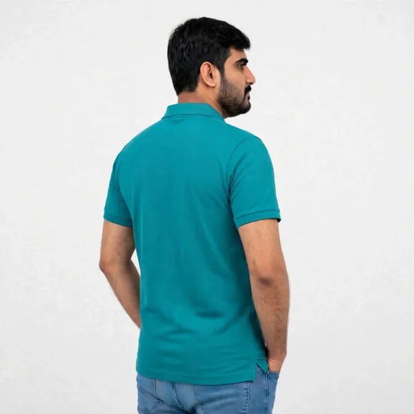 Teal_Textured_Regular_Fit_Polo_T_Shirt_For_Men