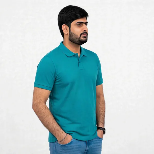 Teal_Textured_Polo_T_Shirt_for_Men