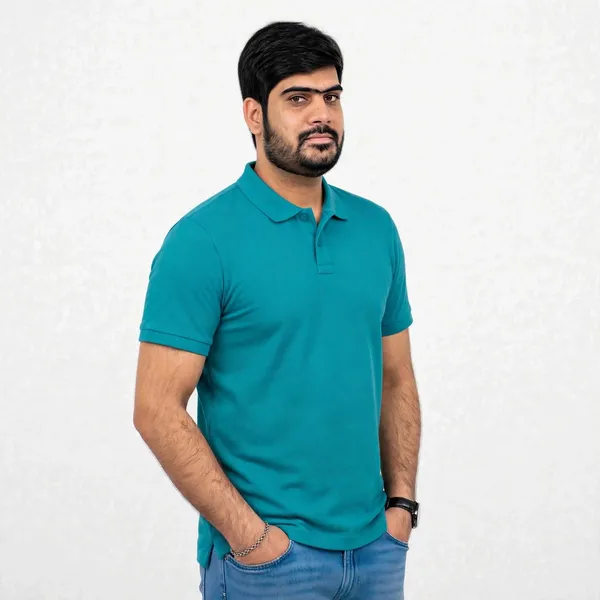 Teal_Textured_Polo_T_Shirt_for_Men