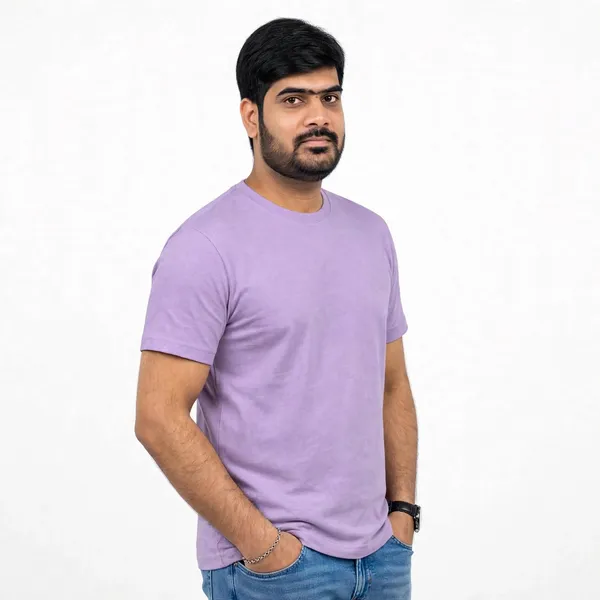 Lavender_Round_Neck_Regular_Fit_T_Shirt_For_Men