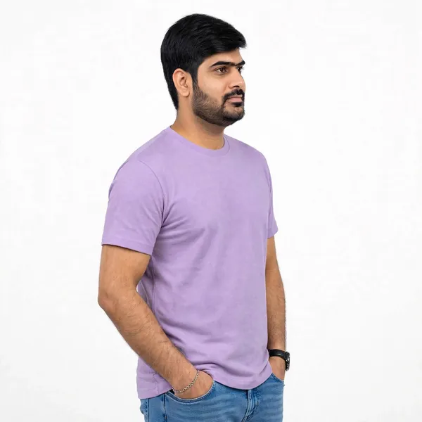 Lavender_Round_Neck_Regular_Fit_T_Shirt_For_Men