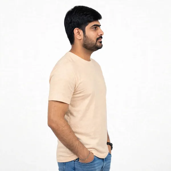 Peach_Cream_Cotton_Regular_Fit_T_Shirt_For_Men