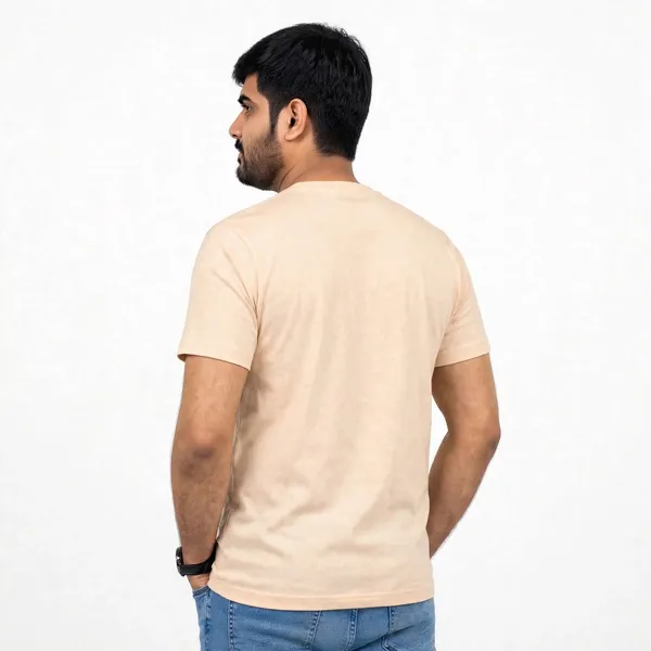 Peach_Cream_Cotton_Regular_Fit_T_Shirt_For_Men