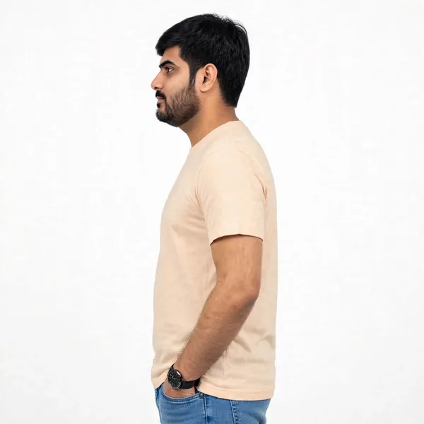 Peach_Cream_Cotton_Regular_Fit_T_Shirt_For_Men