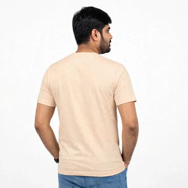 Peach_Cream_Cotton_Regular_Fit_T_Shirt_For_Men