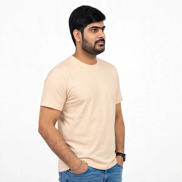 Peach_Cream_Cotton_Regular_Fit_T_Shirt_For_Men