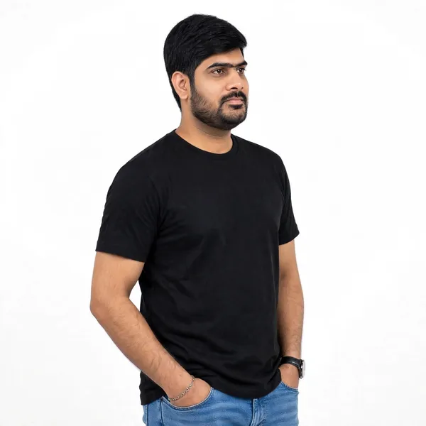 Black_Crew_Neck_Regular_Fit_T_Shirt_For_Men