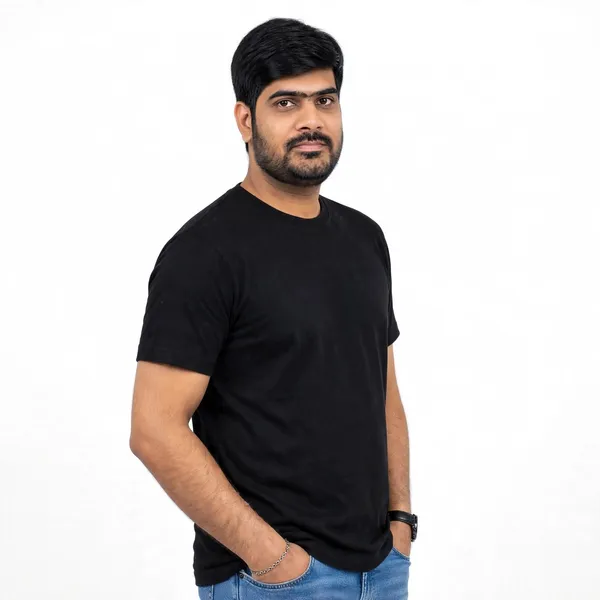 Black_Crew_Neck_Regular_Fit_T_Shirt_For_Men