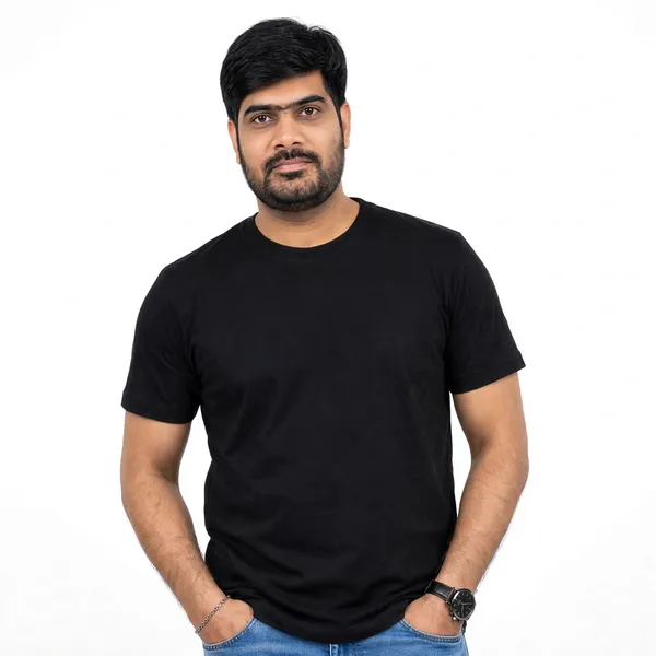 Black_Crew_Neck_Regular_Fit_T_Shirt_For_Men
