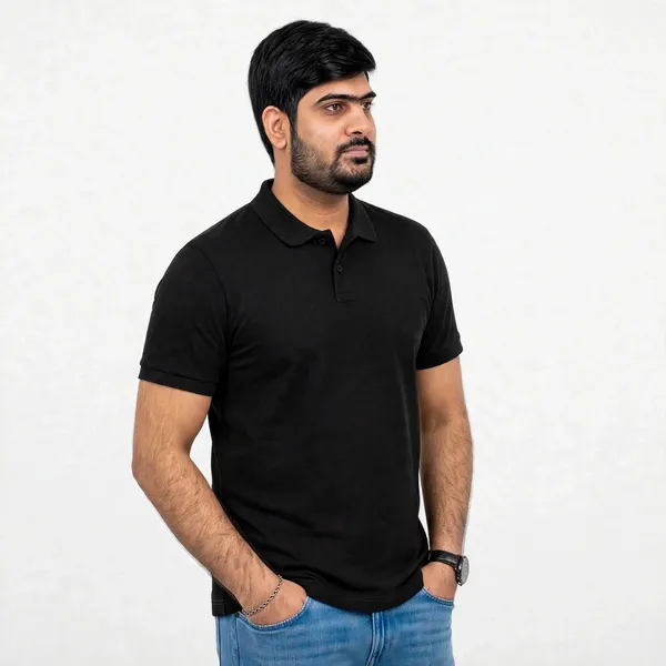 Black_Casual_Regular_Fit_Polo_T_Shirt_For_Men