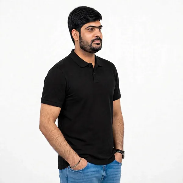 Black_Casual_Regular_Fit_Polo_T_Shirt_For_Men
