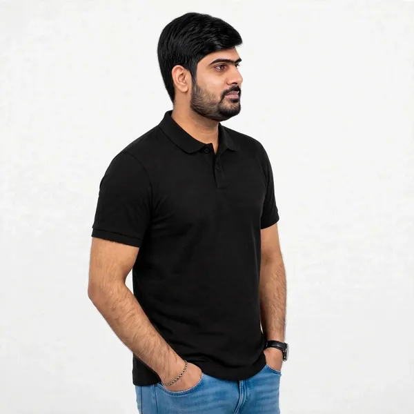 Black_Casual_Regular_Fit_Polo_T_Shirt_For_Men