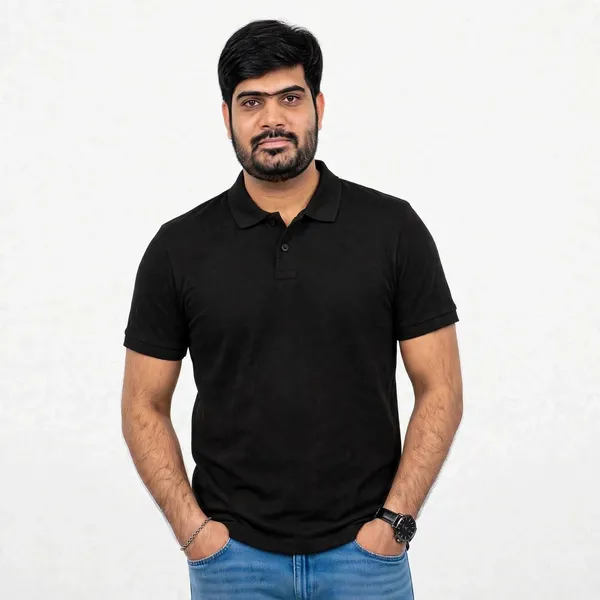 Black_Casual_Regular_Fit_Polo_T_Shirt_For_Men