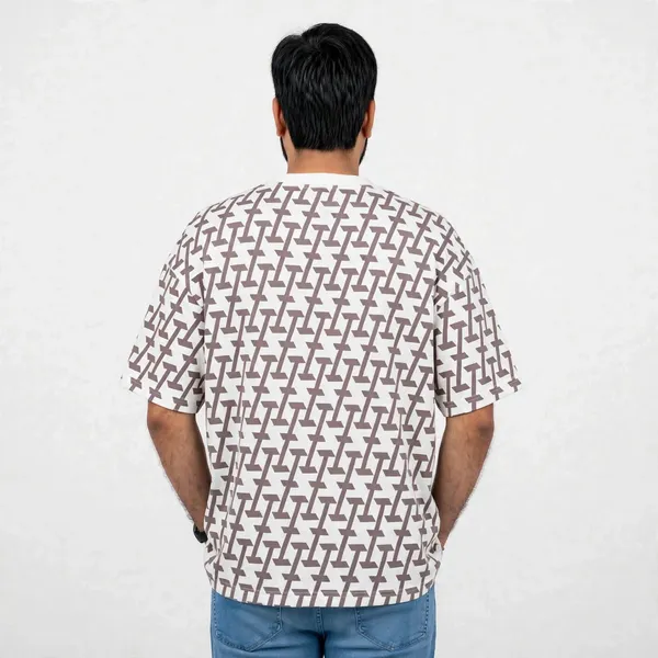 White_Printed_Crew_Neck_Oversized_T_Shirt_For_Men