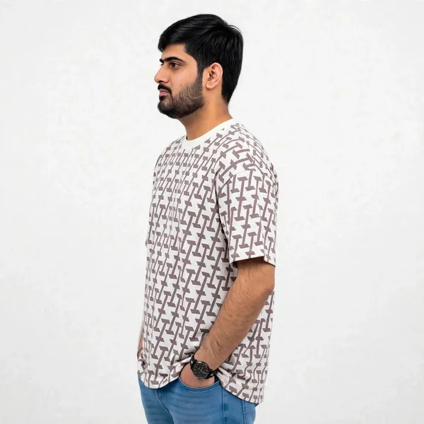 White_Printed_Crew_Neck_Oversized_T_Shirt_For_Men
