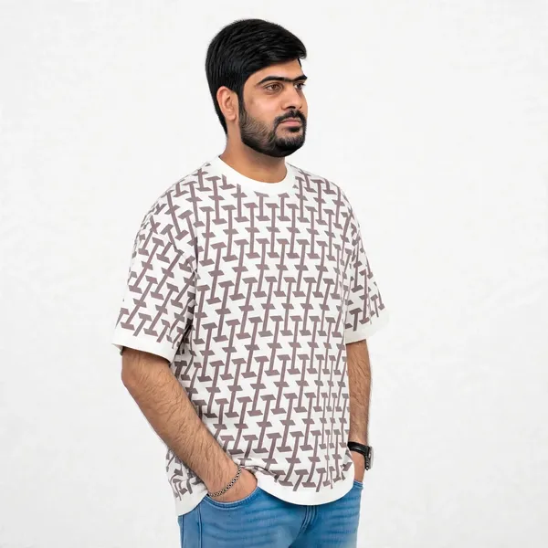 White_Printed_Crew_Neck_Oversized_T_Shirt_For_Men